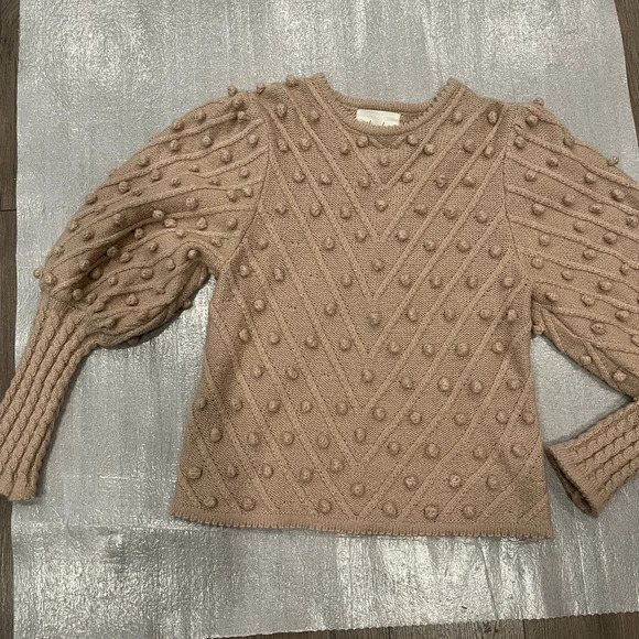 ❤️2/$50❤️[S/M]Chicwish Blush Pink Pom Batwing LS Wool Blend Sweater Crew neck - Picture 4 of 13